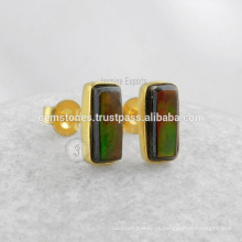 Venda Por Atacado Gemstone Brincos Jóias Fornecedores Handmade Bezel Stud Earrings Jewelry